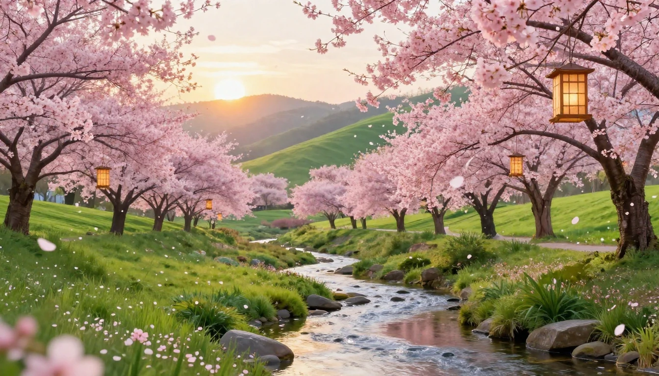 A breathtaking spring landscape during a festive celebration...