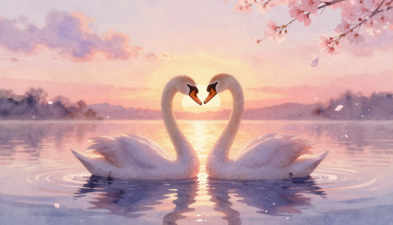 A dreamy and ethereal watercolor painting depicting two styl...