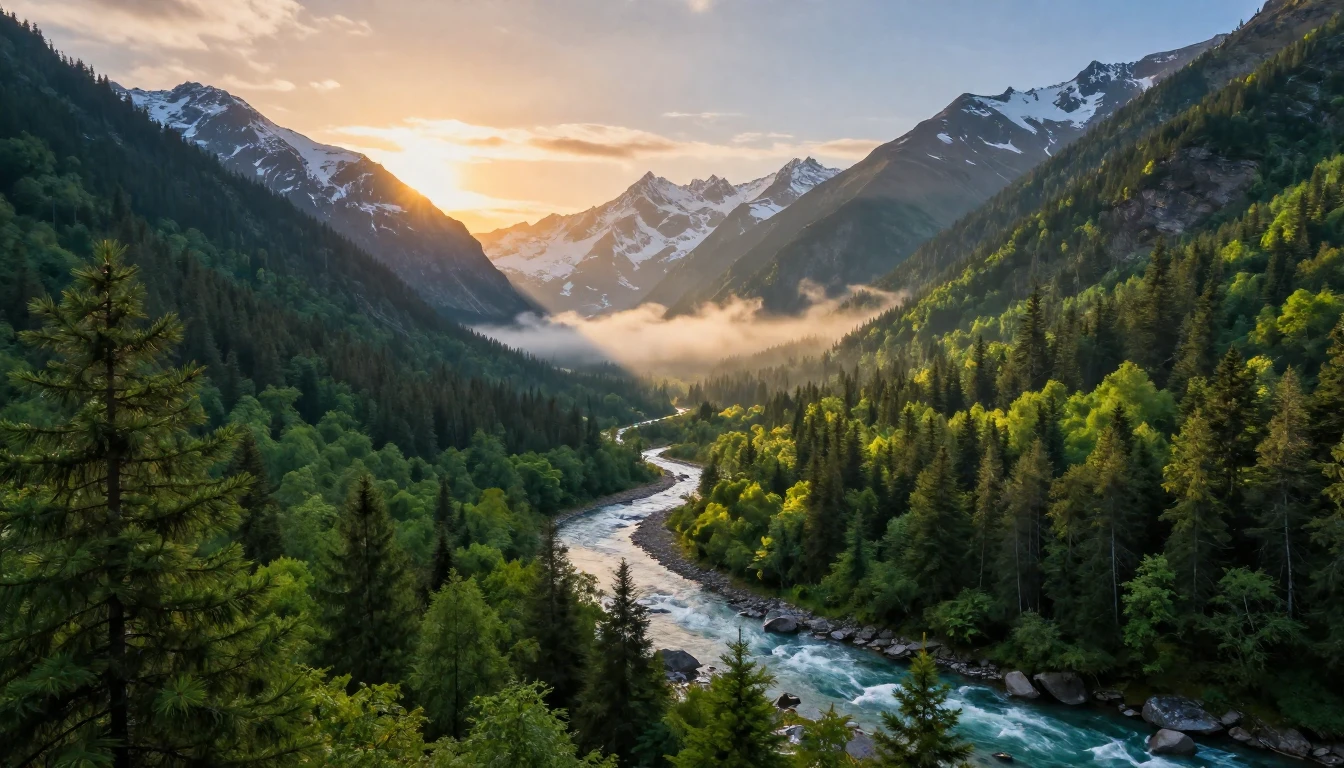 A breathtaking panoramic view of a deep valley surrounded by...