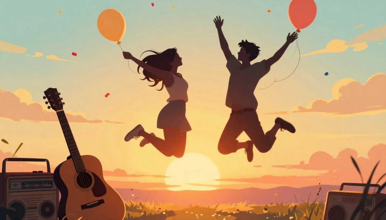 A warm and vibrant illustration celebrating friendship. Two ...