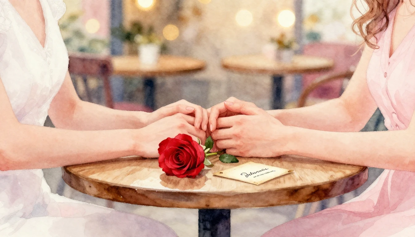 A soft and dreamy watercolor painting focusing on two hands ...