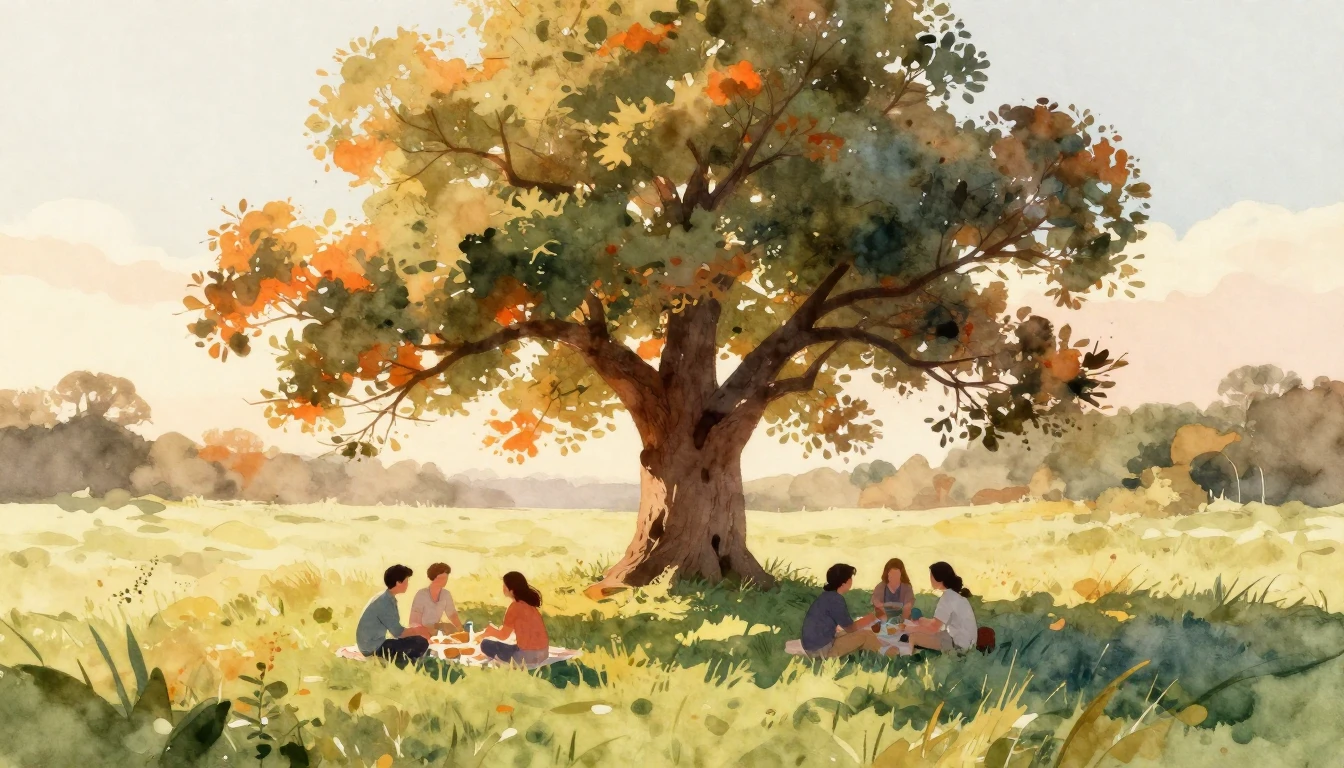 A beautiful watercolor painting depicting a sun-drenched mea...