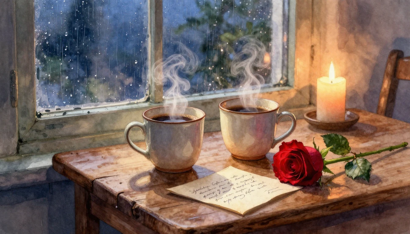 A romantic and cozy still life composition. A rustic wooden ...