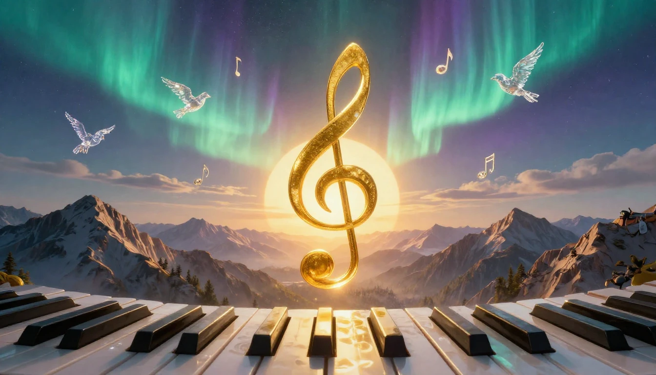 A surreal and majestic landscape representing the concept of...