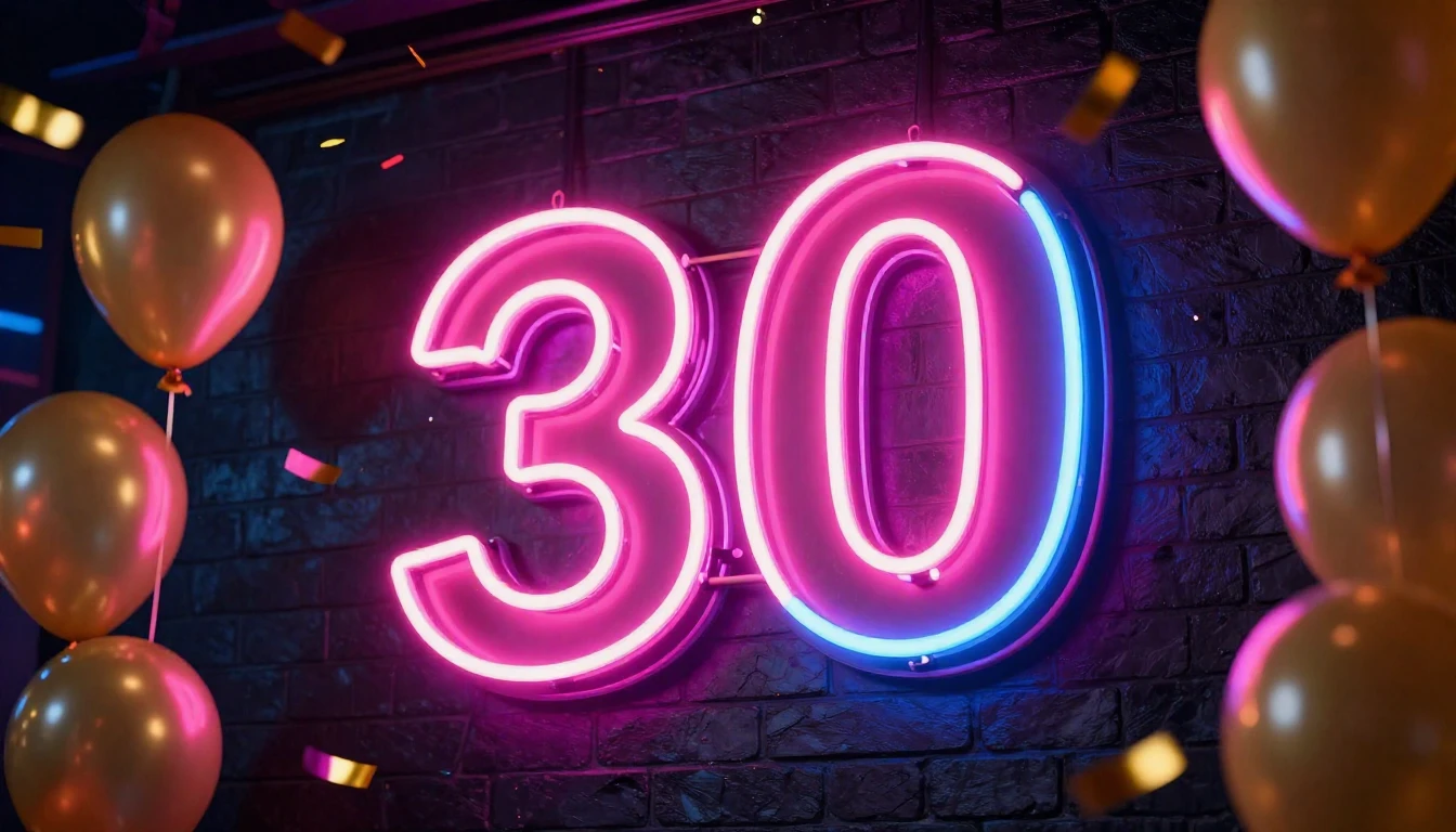 A vibrant, electric scene featuring a large, glowing neon si...