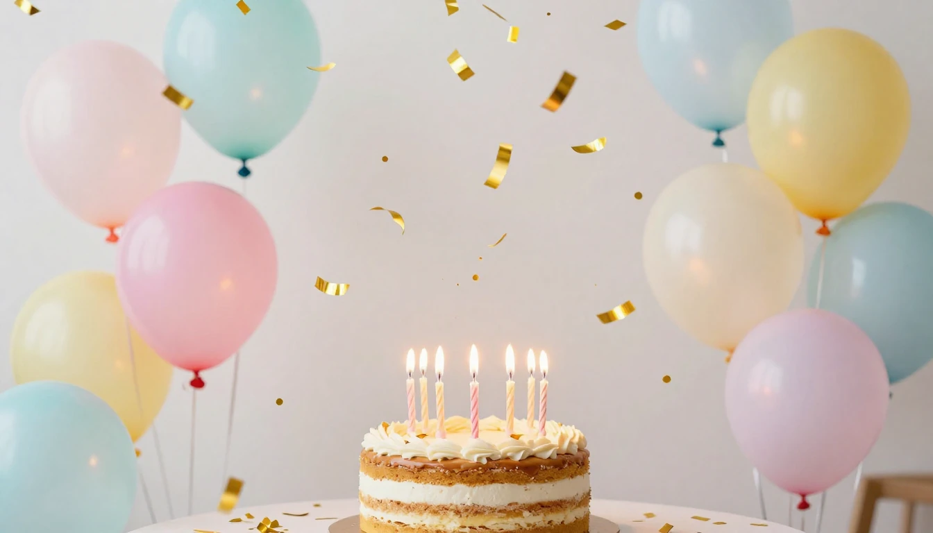 A festive and vibrant birthday celebration scene, colorful b...