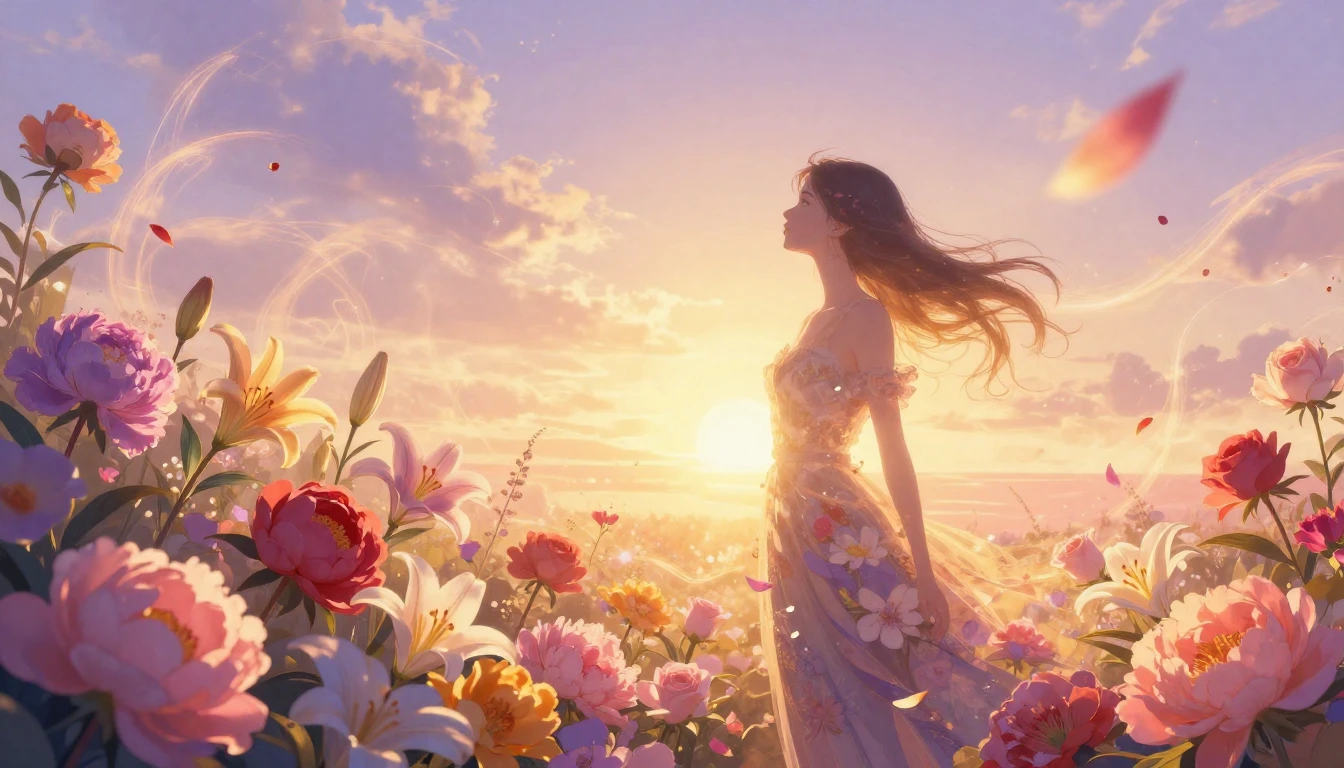 A vibrant and symbolic digital art piece featuring a silhoue...