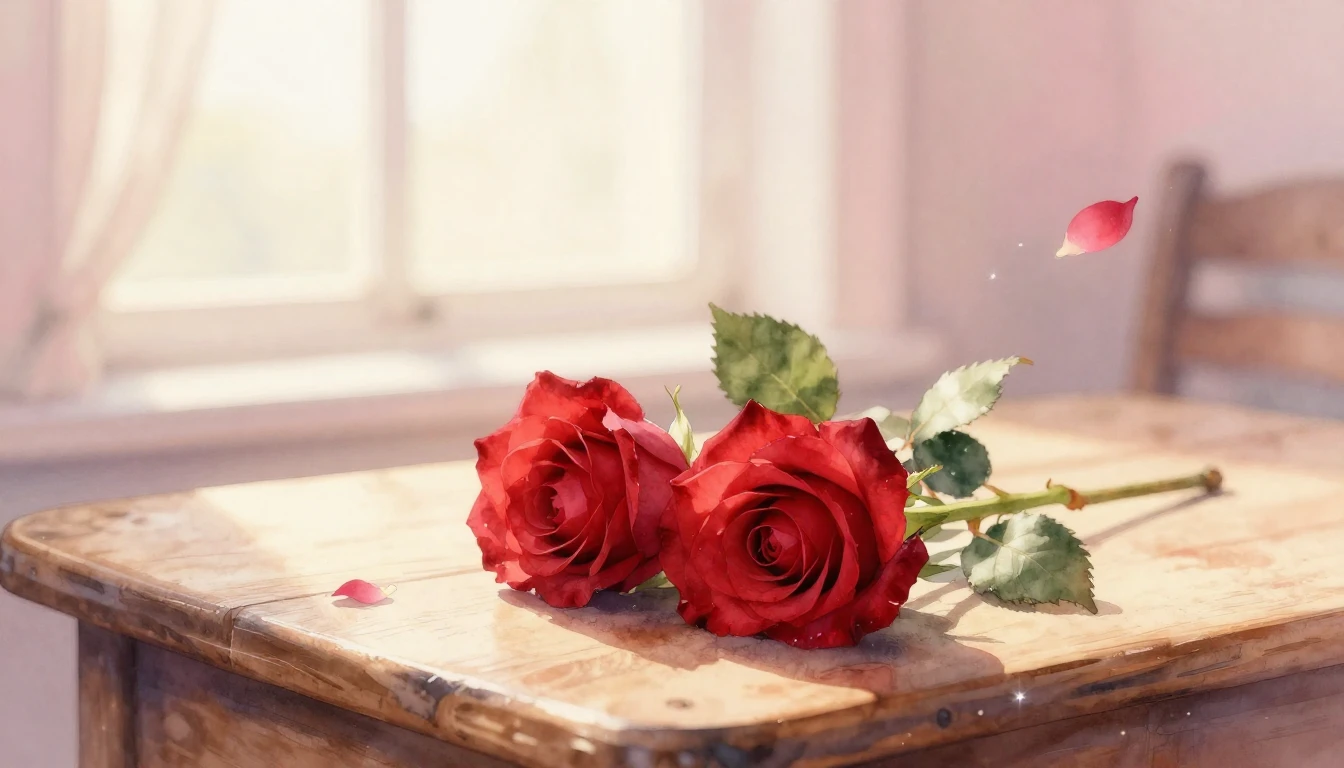 A beautiful and delicate watercolor painting of two intertwi...