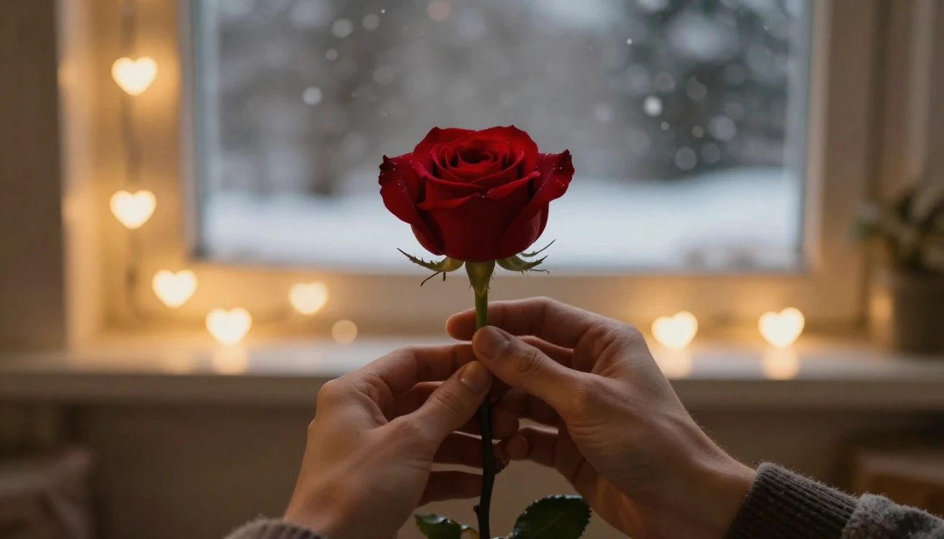 A cinematic and romantic scene featuring a pair of hands gen...