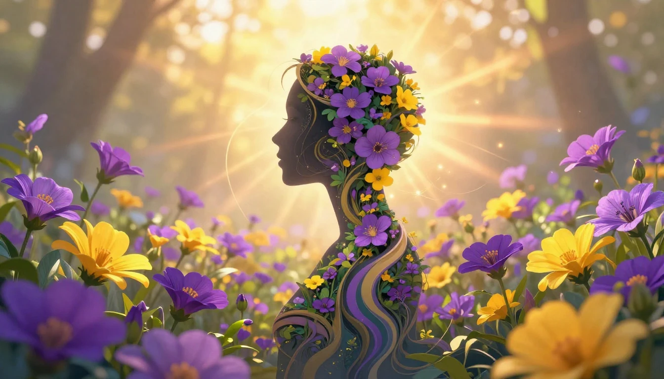 A vibrant and symbolic composition representing growth and e...