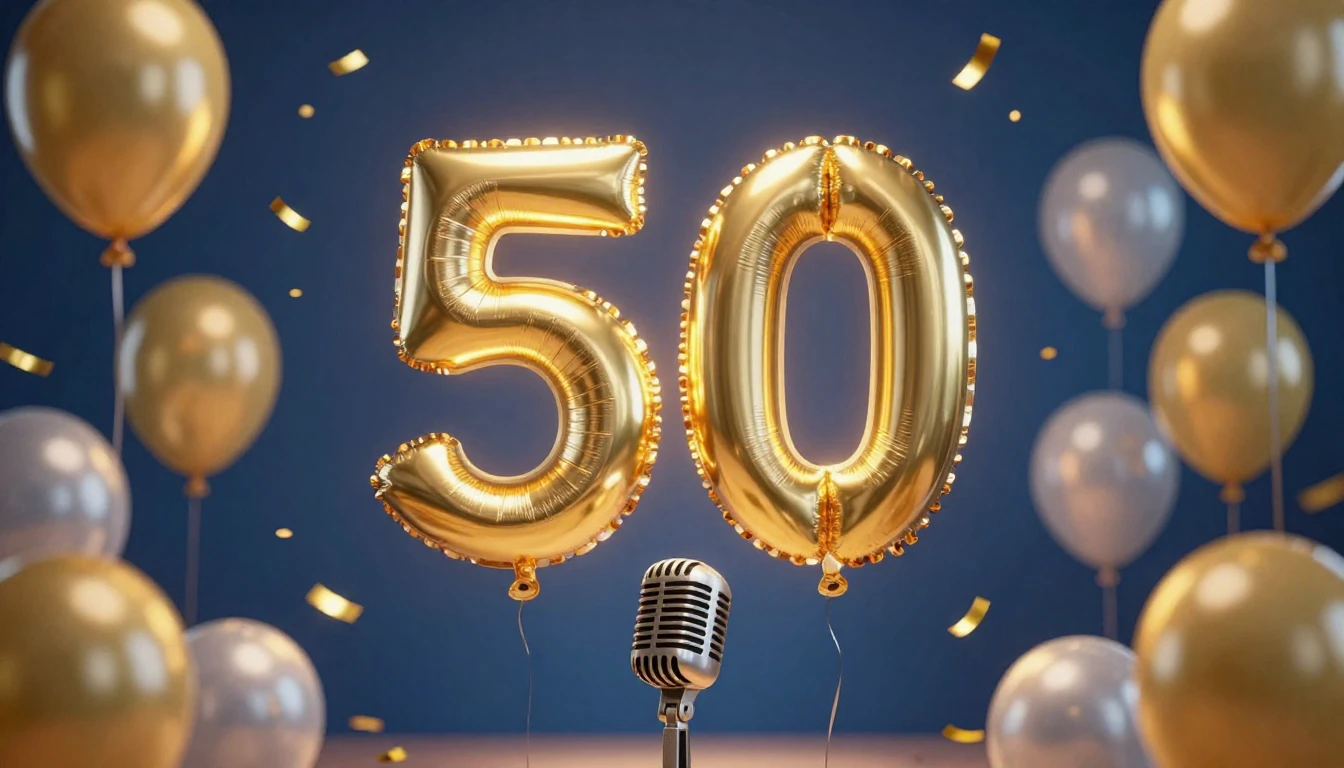 A festive and elegant 50th birthday celebration concept. A l...