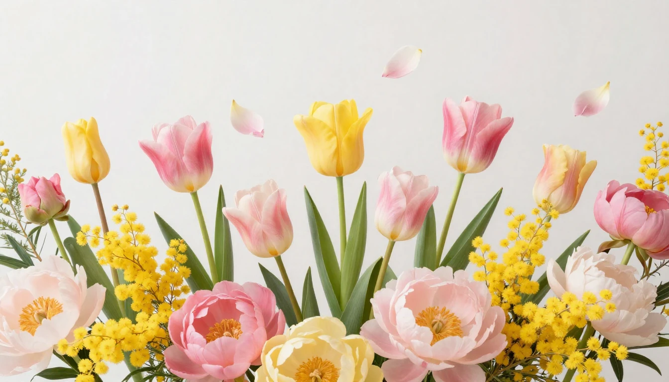 A beautiful and vibrant composition of blooming spring flowe...