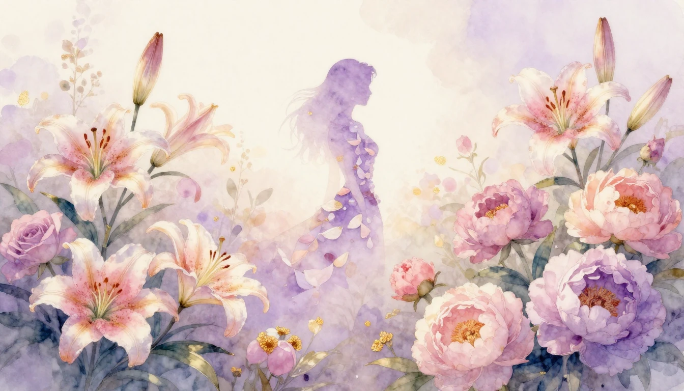 A beautiful watercolor painting of a blooming garden with va...
