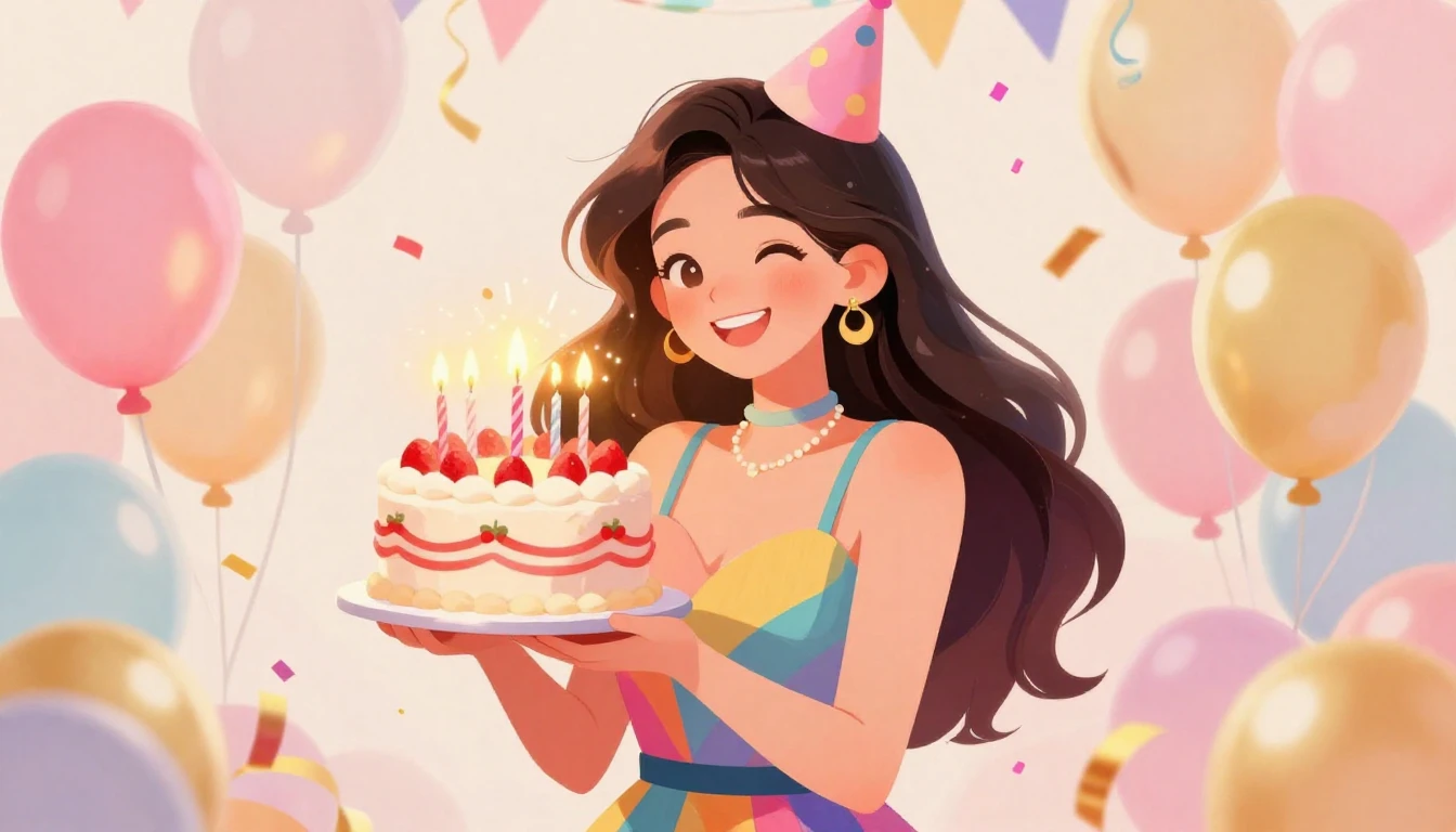 A vibrant and joyful digital art illustration celebrating a ...