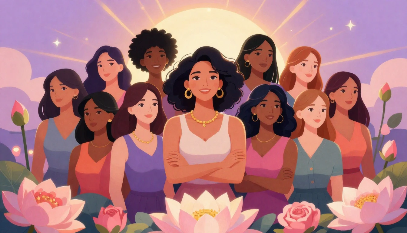 A vibrant and empowering illustration celebrating Internatio...