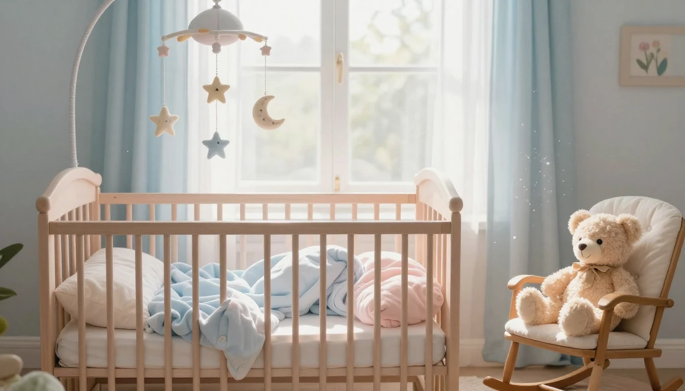 A heartwarming and tender scene of a baby's nursery. A cozy ...