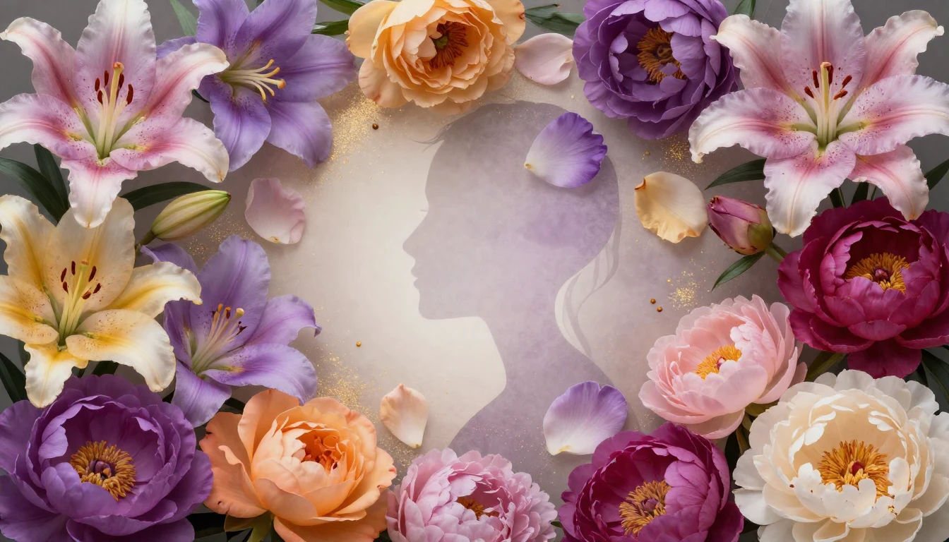 A vibrant and artistic composition featuring a variety of bl...