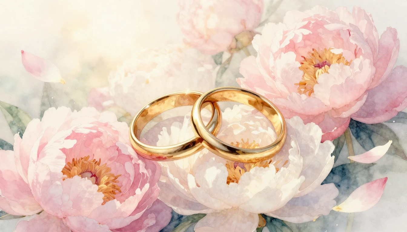 A beautiful and ethereal watercolor painting of two intertwi...