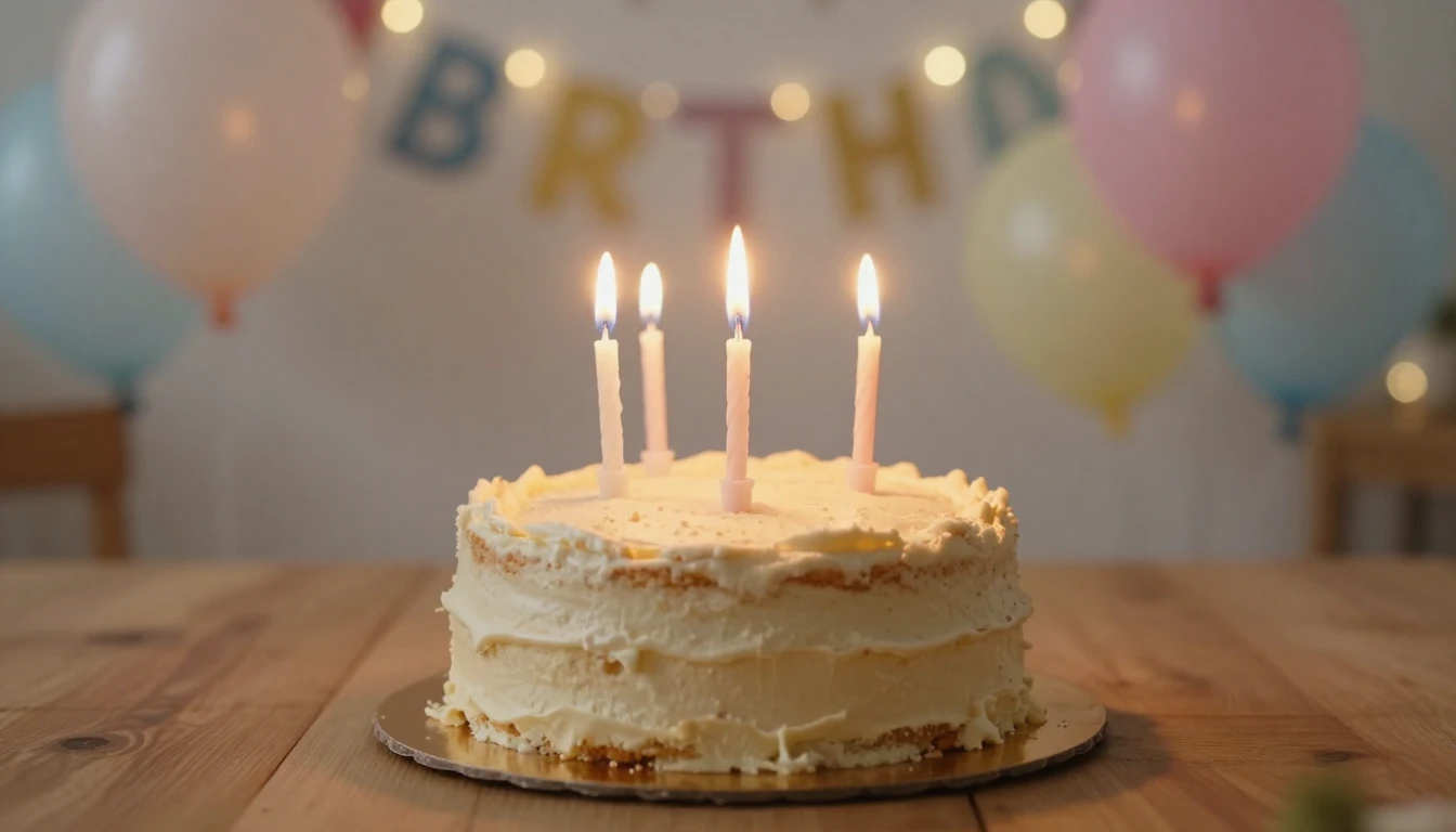 A warm and intimate birthday celebration setting, close-up o...