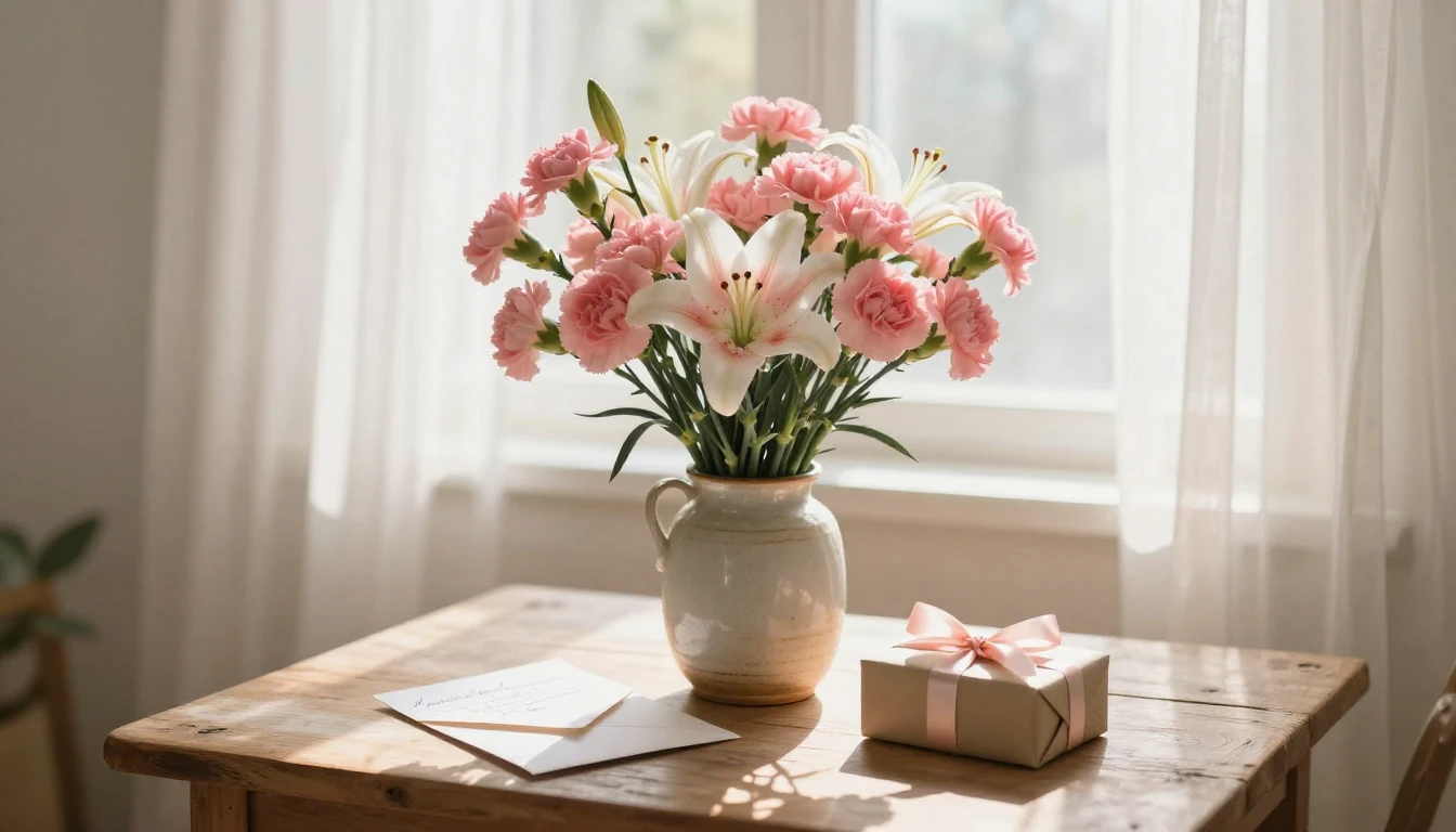 A heartwarming and gentle still life scene suitable for a mo...