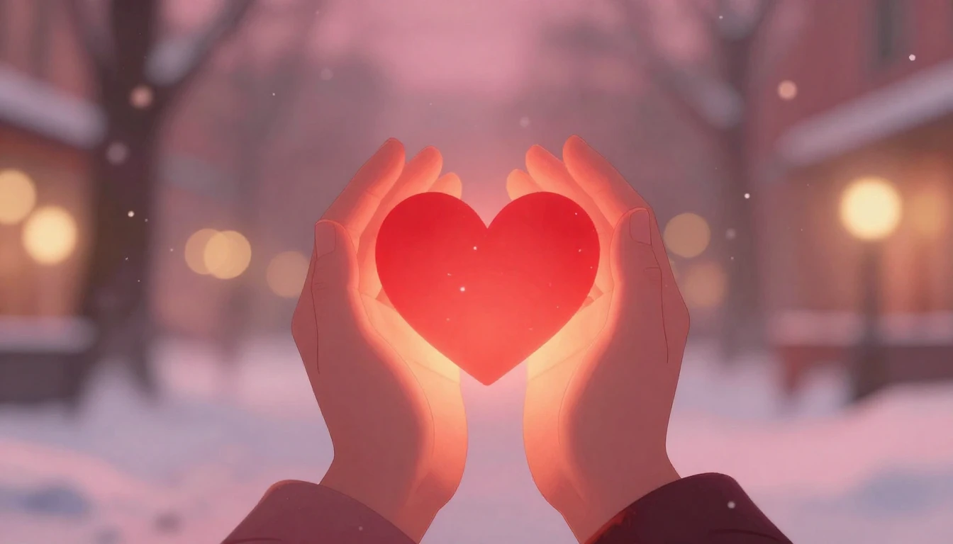 A romantic and dreamy illustration focusing on a pair of han...