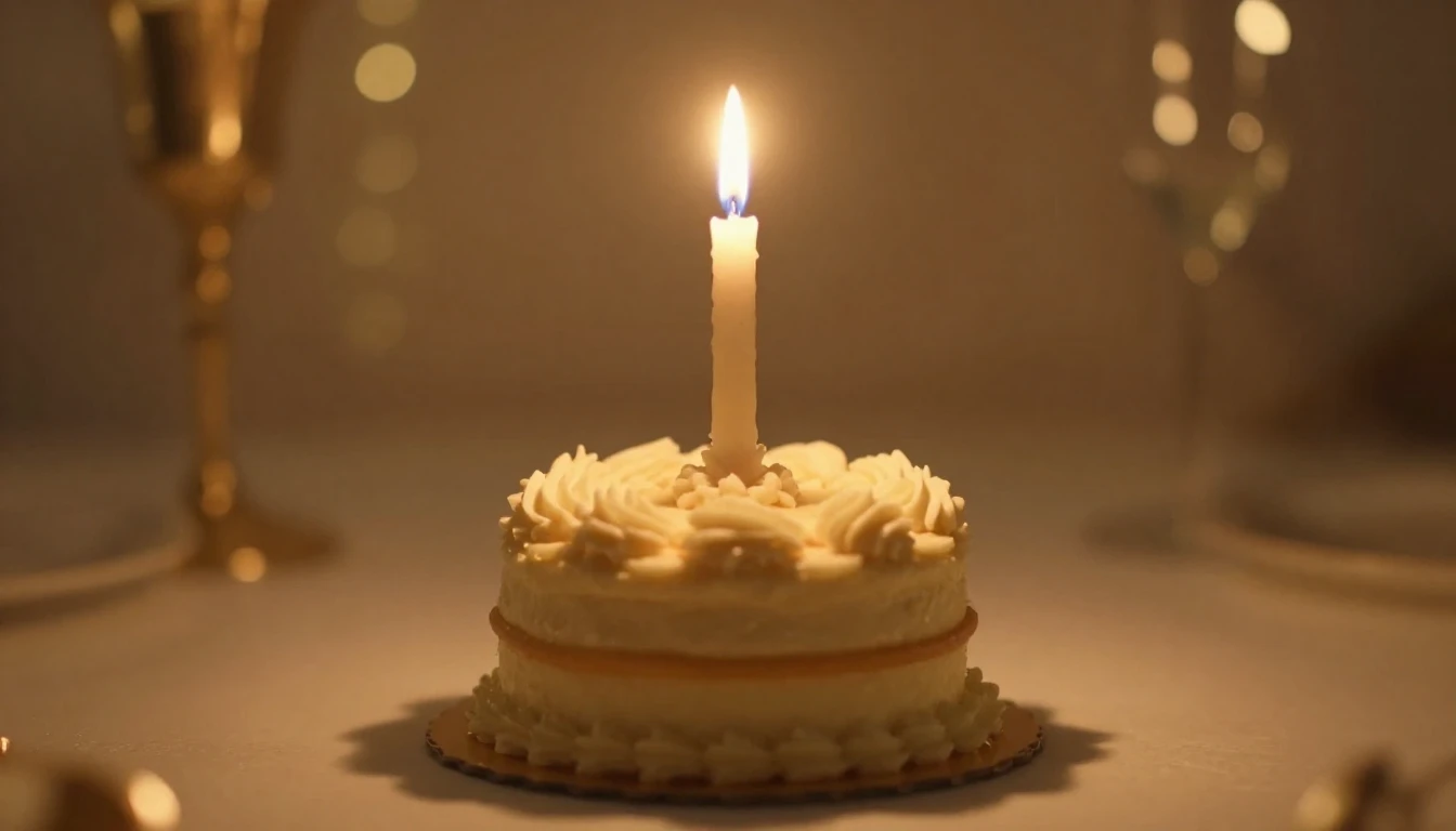 A sophisticated and warm scene featuring a single elegant ca...