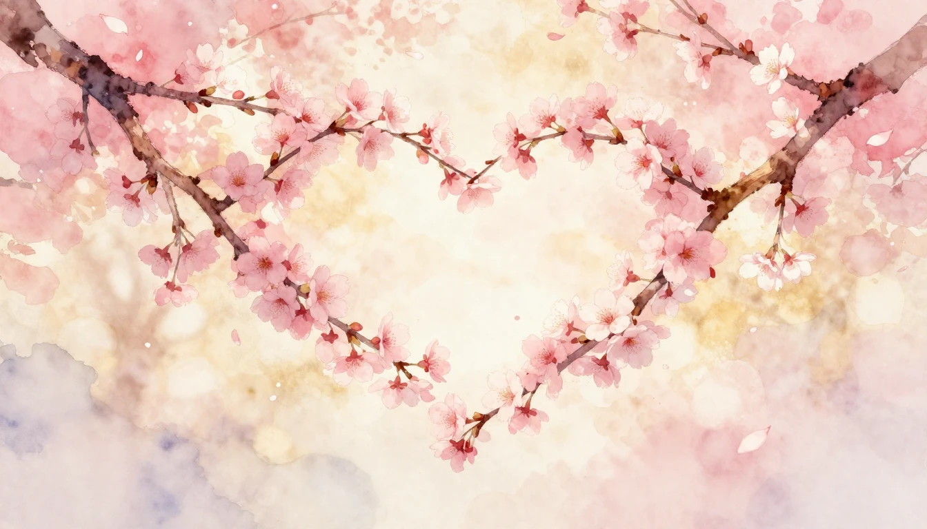 A beautiful and delicate watercolor painting of two intertwi...