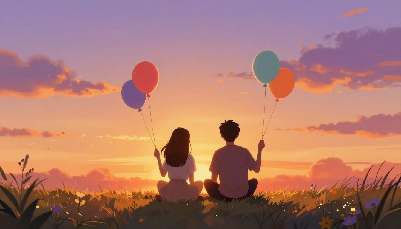 A heartwarming digital illustration depicting two friends si...