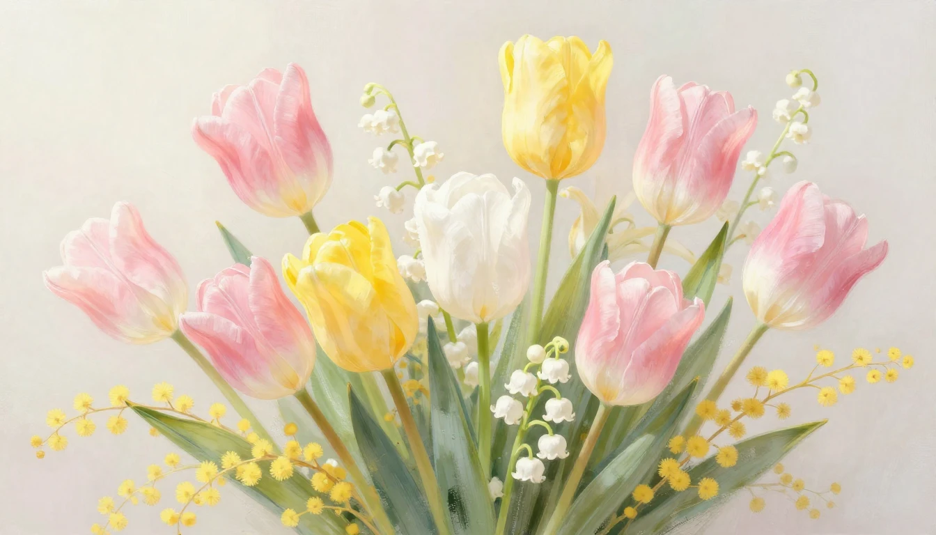 A beautiful and delicate composition of spring flowers like ...