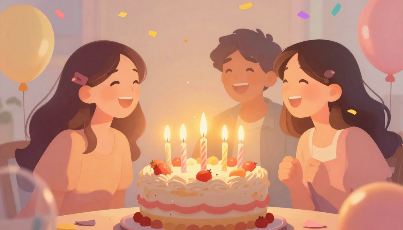 A vibrant and heartwarming digital art illustration celebrat...