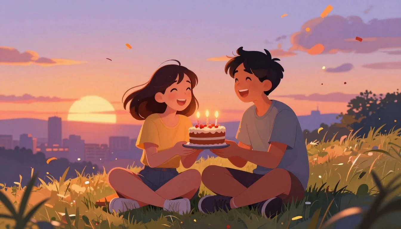 A heartwarming digital art illustration of two best friends ...