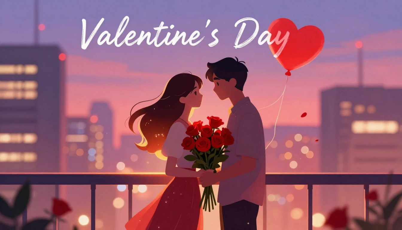 A romantic and vibrant digital art illustration suitable for...
