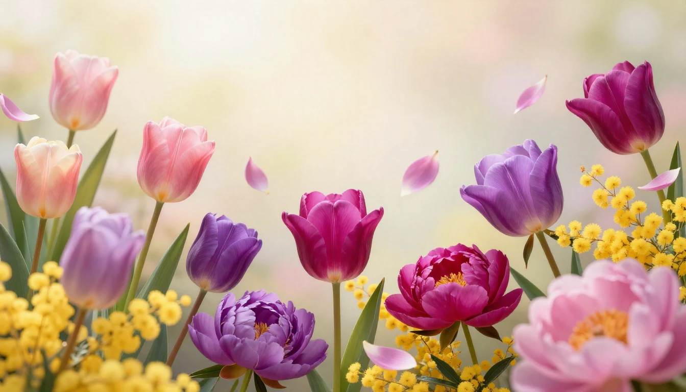 A vibrant and artistic composition featuring a variety of bl...