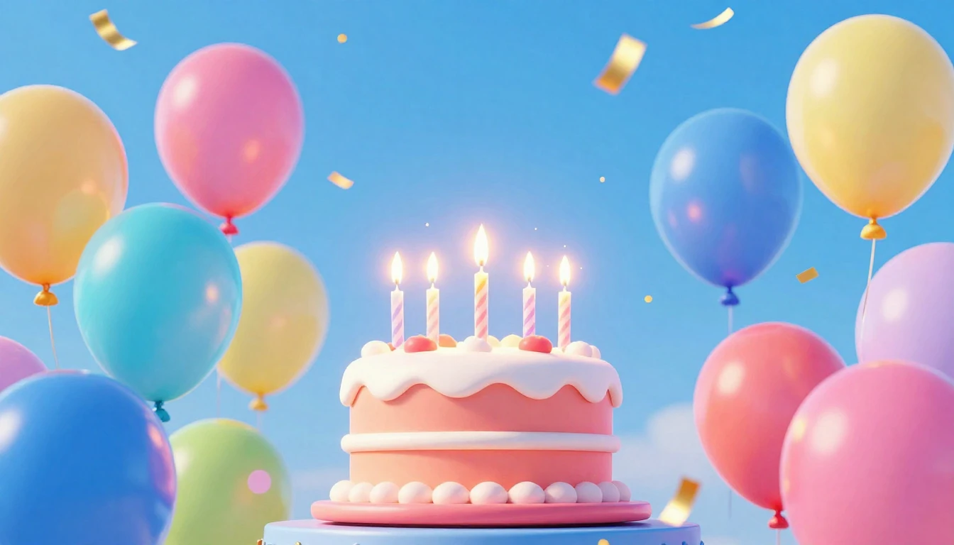 A vibrant and festive abstract birthday celebration, bright ...