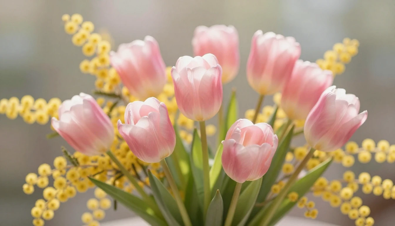 A beautiful and tender composition of spring flowers, includ...