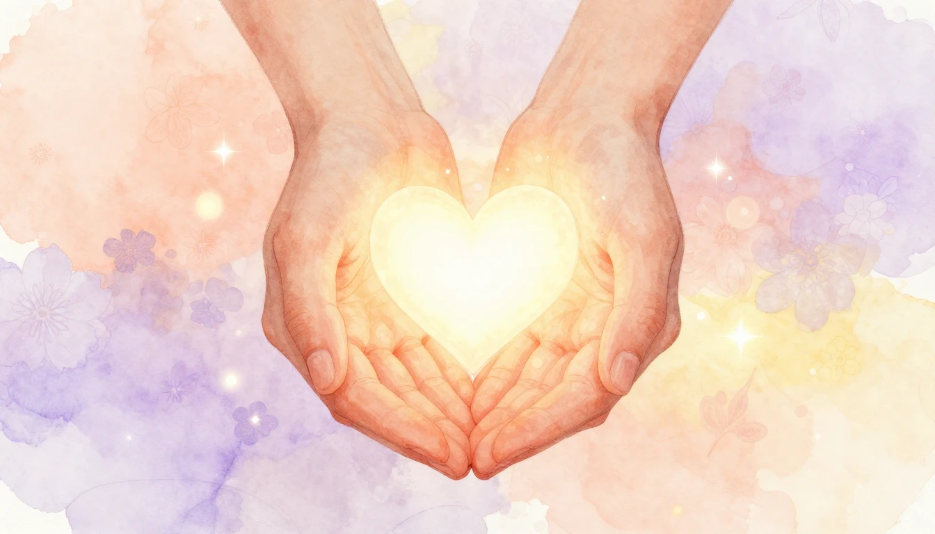 A beautiful watercolor illustration depicting two hands gent...