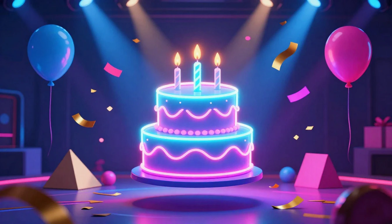 A vibrant and energetic birthday celebration scene featuring...