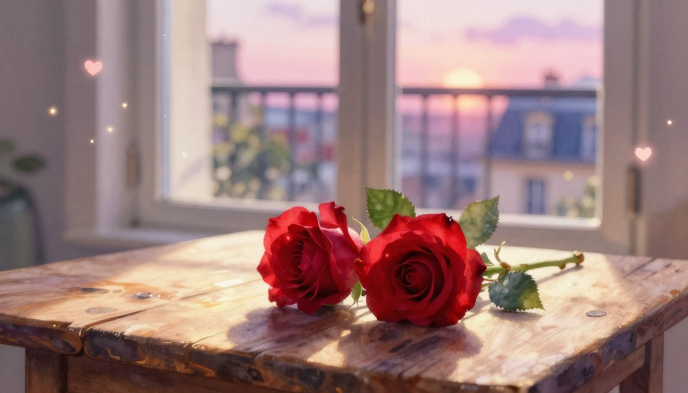 A beautiful watercolor painting of two delicate red roses in...