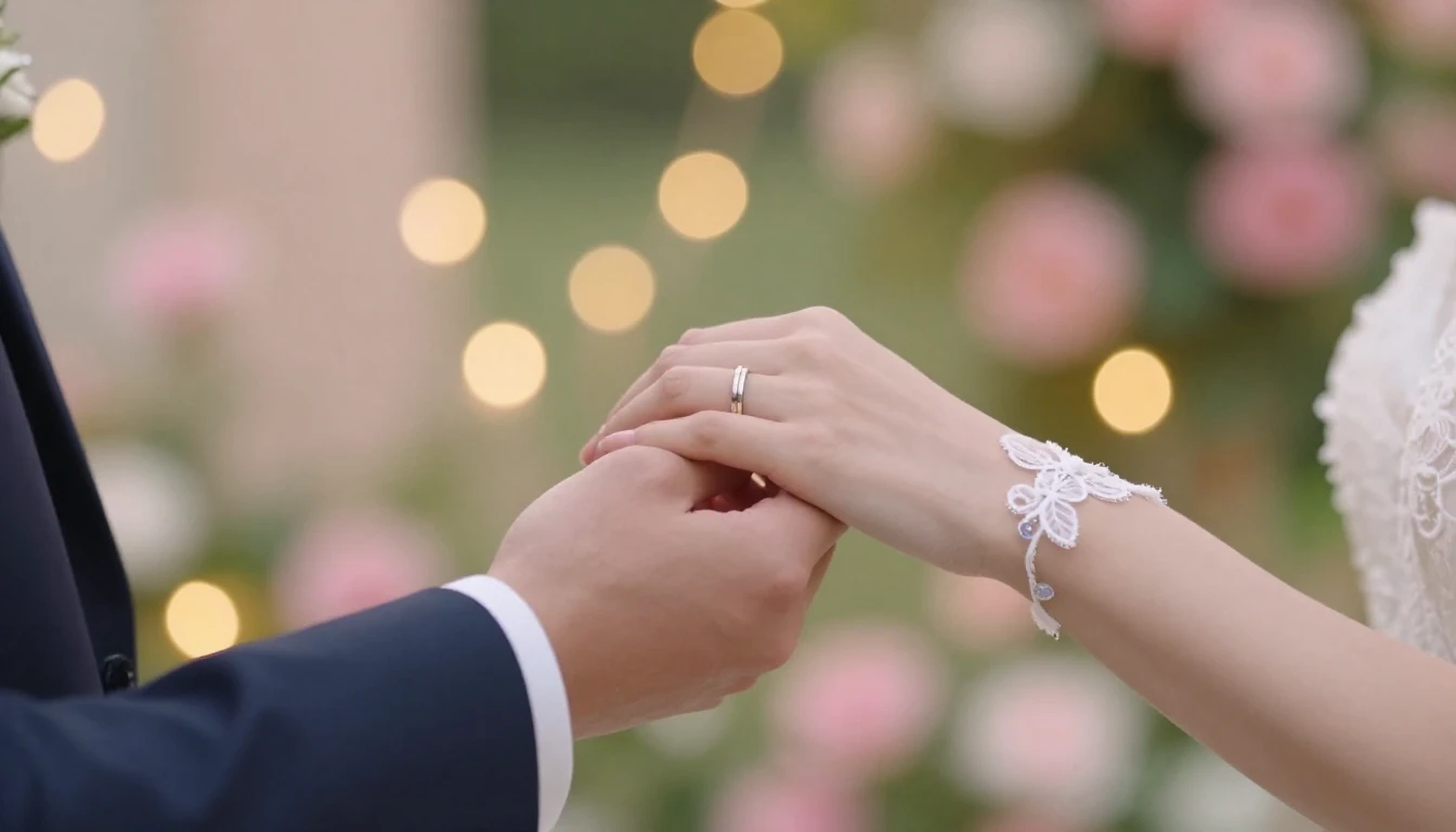 A romantic and soft composition focusing on the hands of a b...