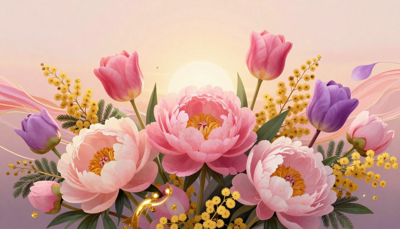 A vibrant and artistic composition celebrating femininity an...