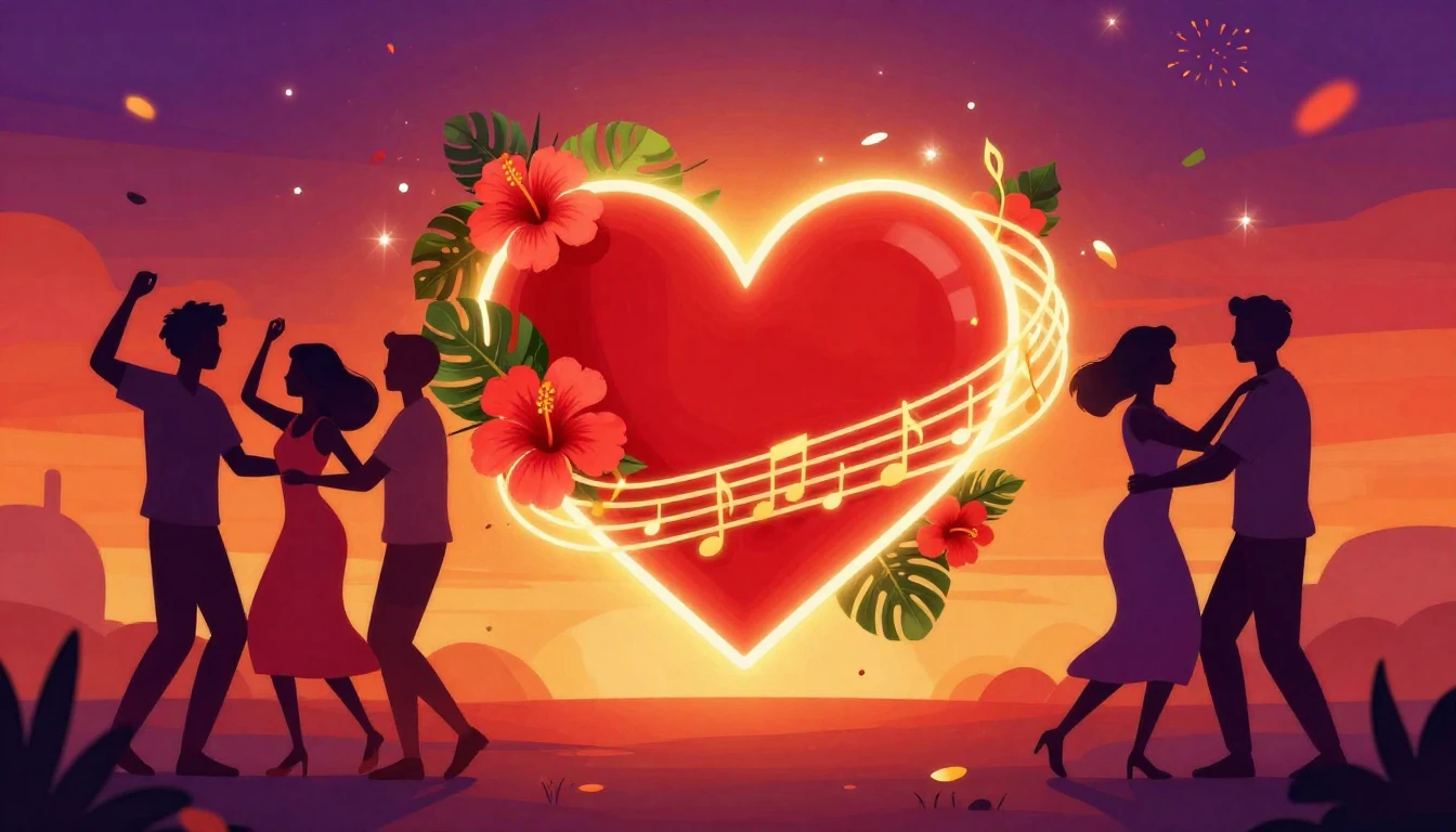 A vibrant digital art illustration symbolizing love and frie...
