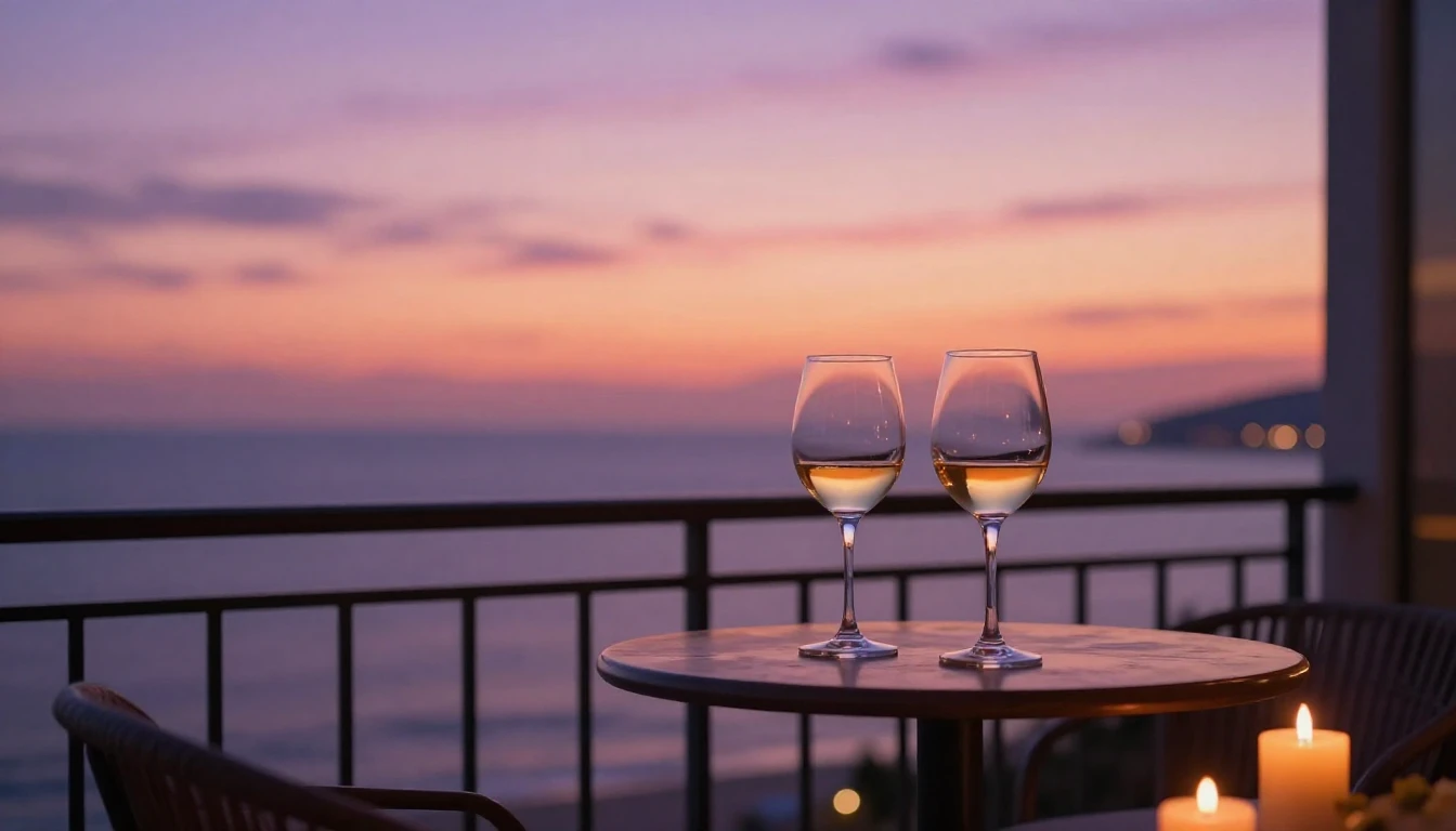 A breathtaking cinematic scene of a balcony overlooking a ca...