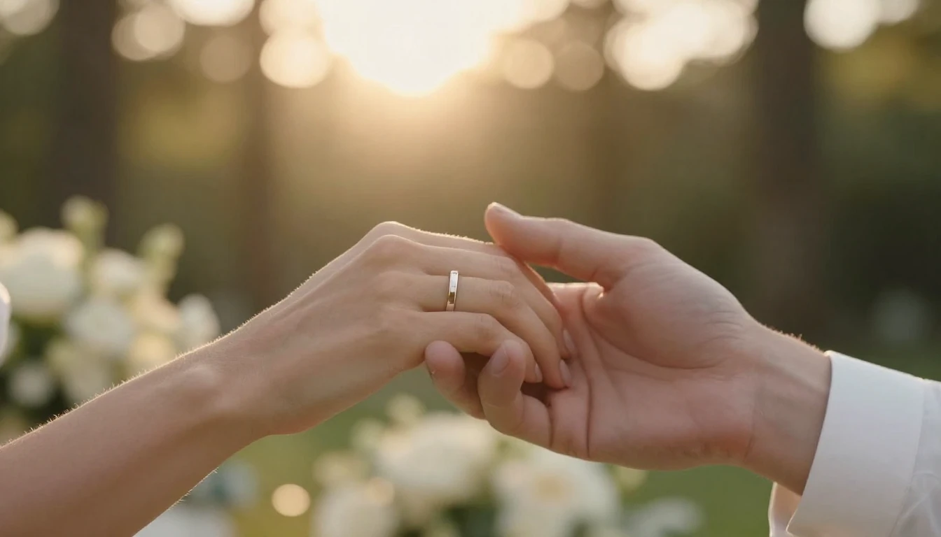 Close-up cinematic shot of two hands holding each other gent...