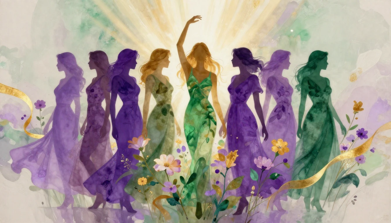 A vibrant and artistic representation of diverse female silh...