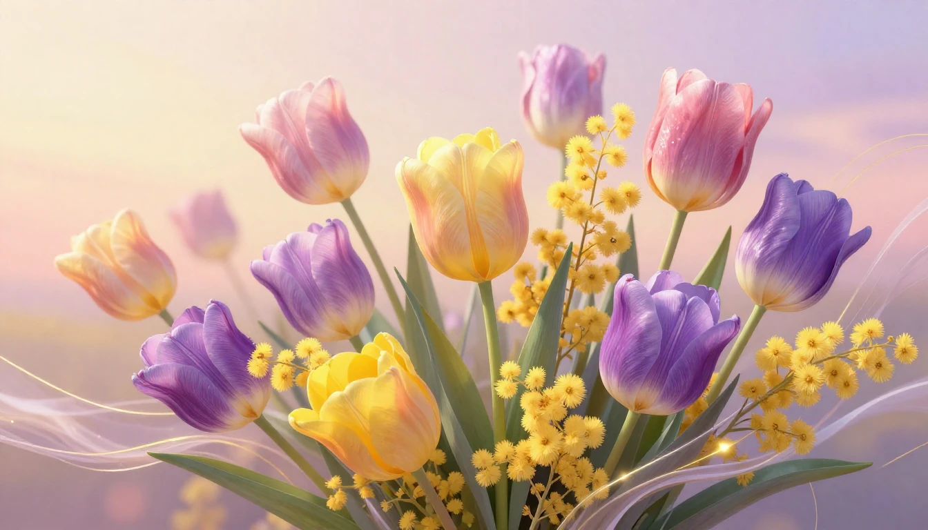 A vibrant and artistic composition featuring a variety of bl...