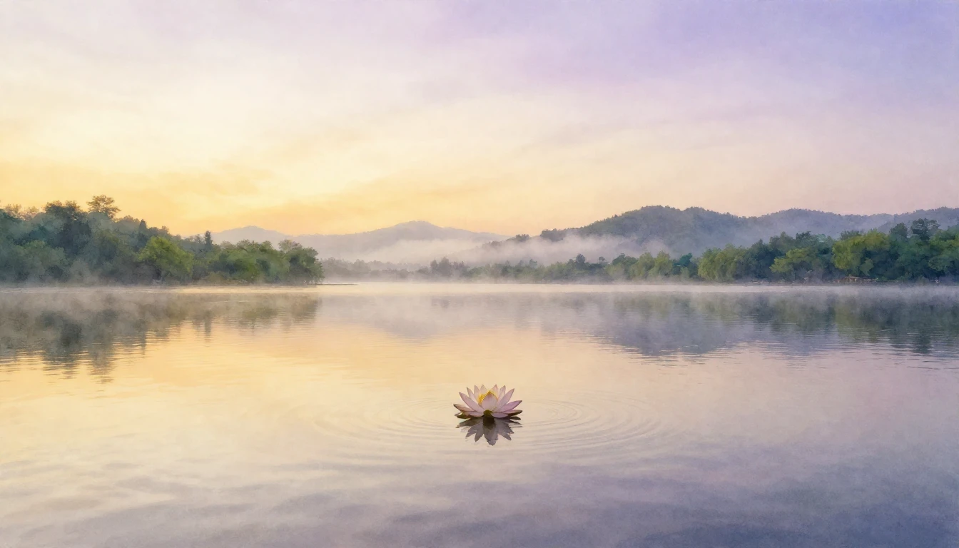 A breathtaking watercolor painting of a serene landscape at ...