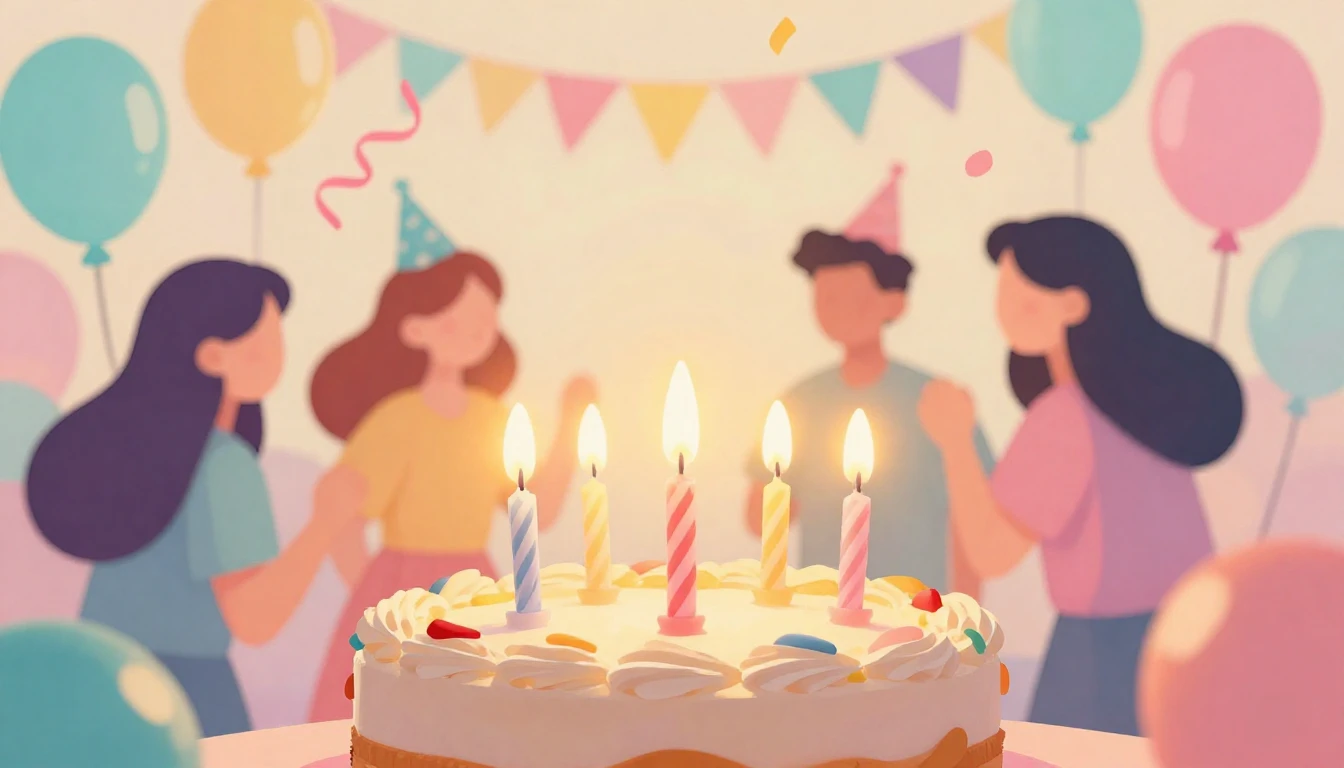 A vibrant and cheerful birthday concept art featuring a deli...