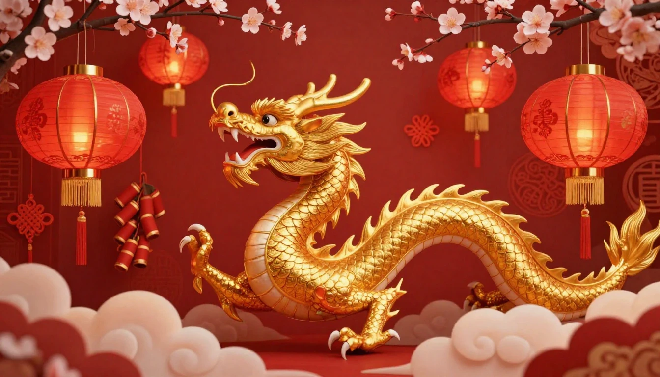 A vibrant and festive scene celebrating the Lunar New Year. ...
