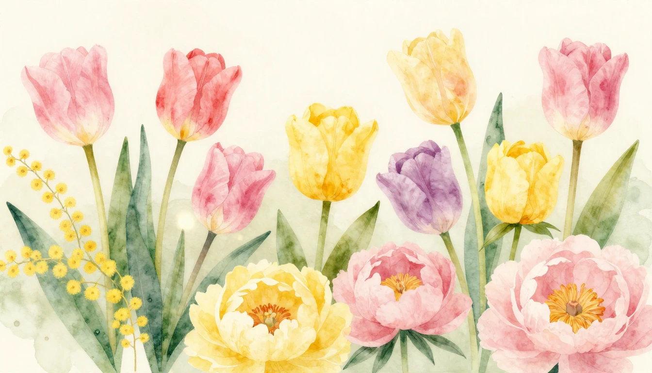 A beautiful composition of blooming spring flowers like tuli...