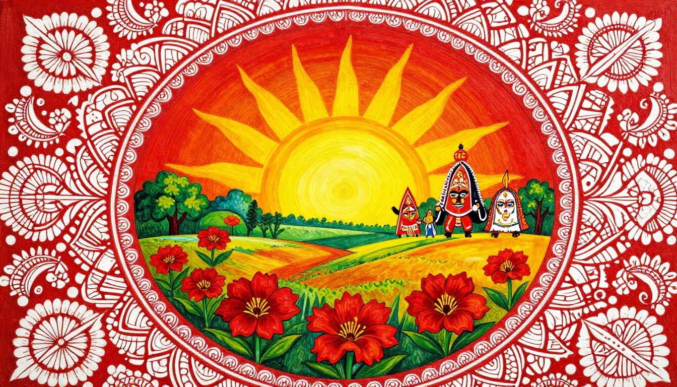 A vibrant and colorful composition celebrating the Bengali N...